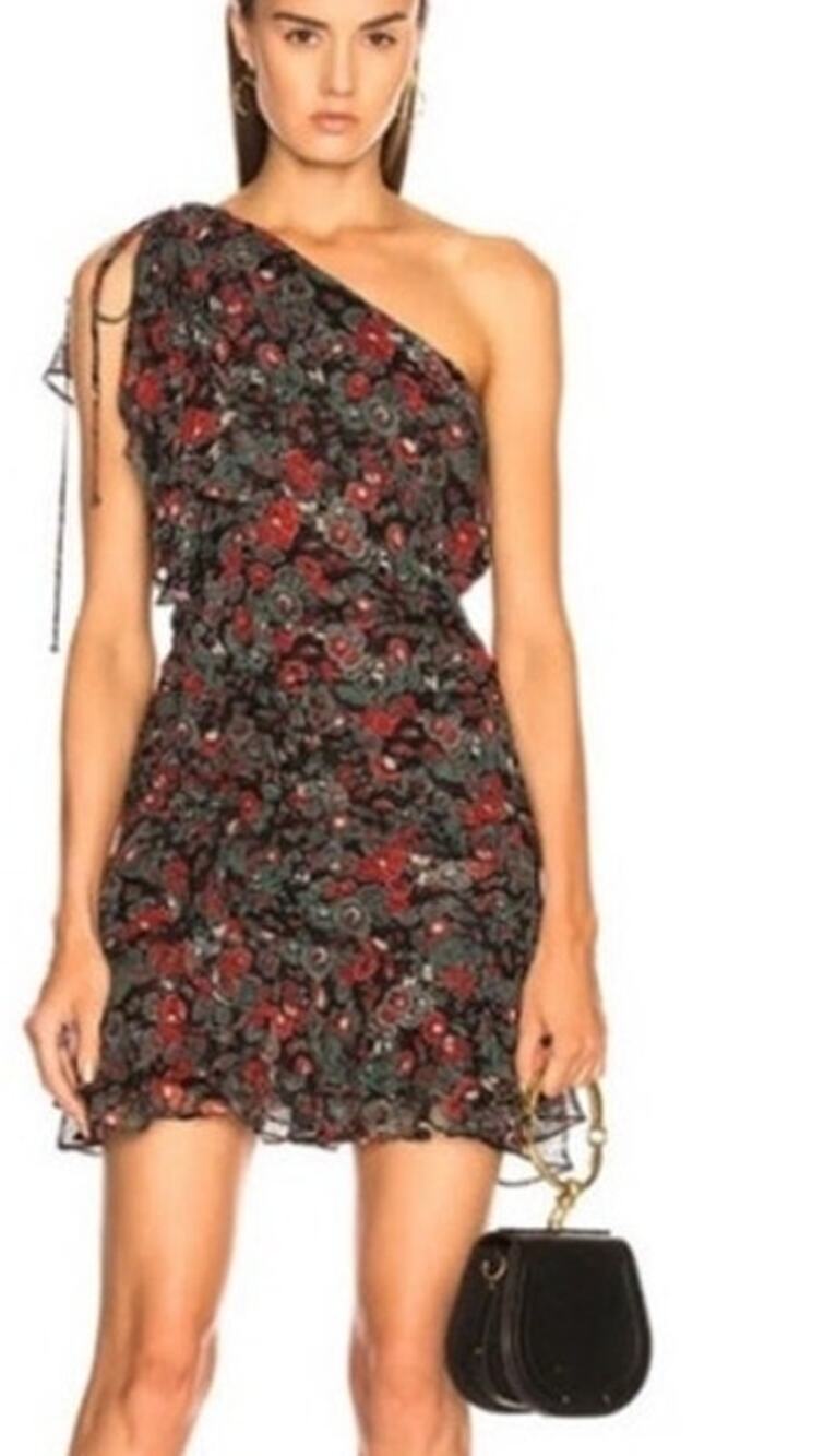 Veronica Beard Silk Ballard Ruched Floral One Shoulder Mini Dress 4